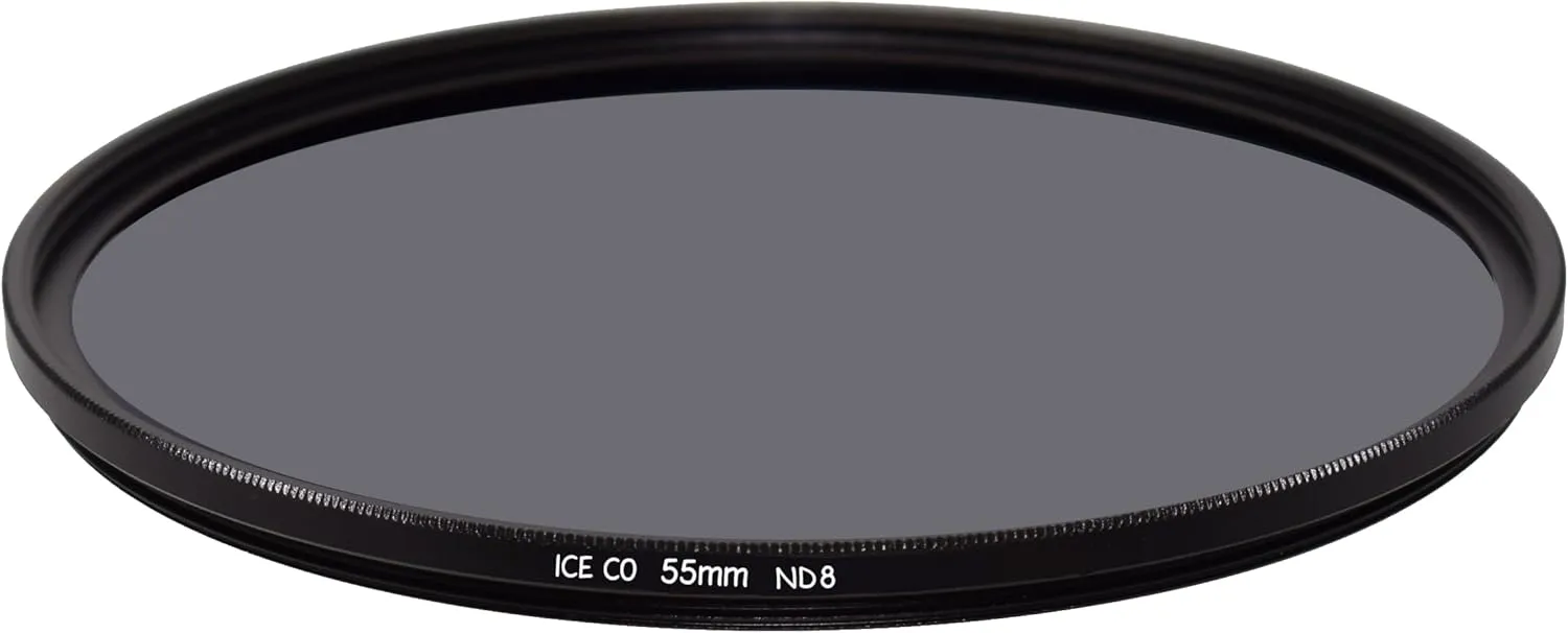 ICE CO Slim MC ND8 Filter Neutral Density ND 8 3 Stop 16 Layer Nano Multi-Coated Optical Glass (55mm)