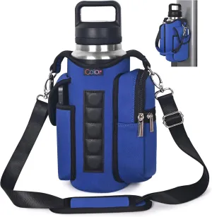icolor Magnetic Gym Bag Water Bottle Carrier Holder with Phone Pockets & Shoulder Strap,5 Built-in Magnets Gym Bottle Pouch Sleeve,Magnetic Bag Gym Accessories Organizer for Men Women