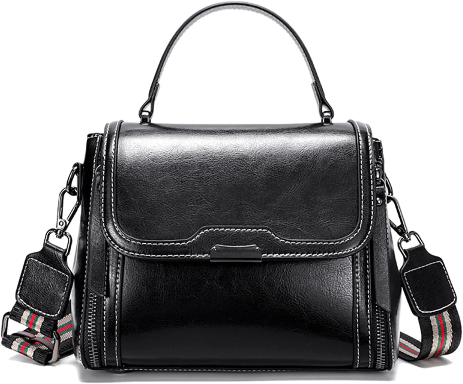 imeetu Oil Wax Leather Handbags for Women, Crossbody Bag Removable Shoulder Strap