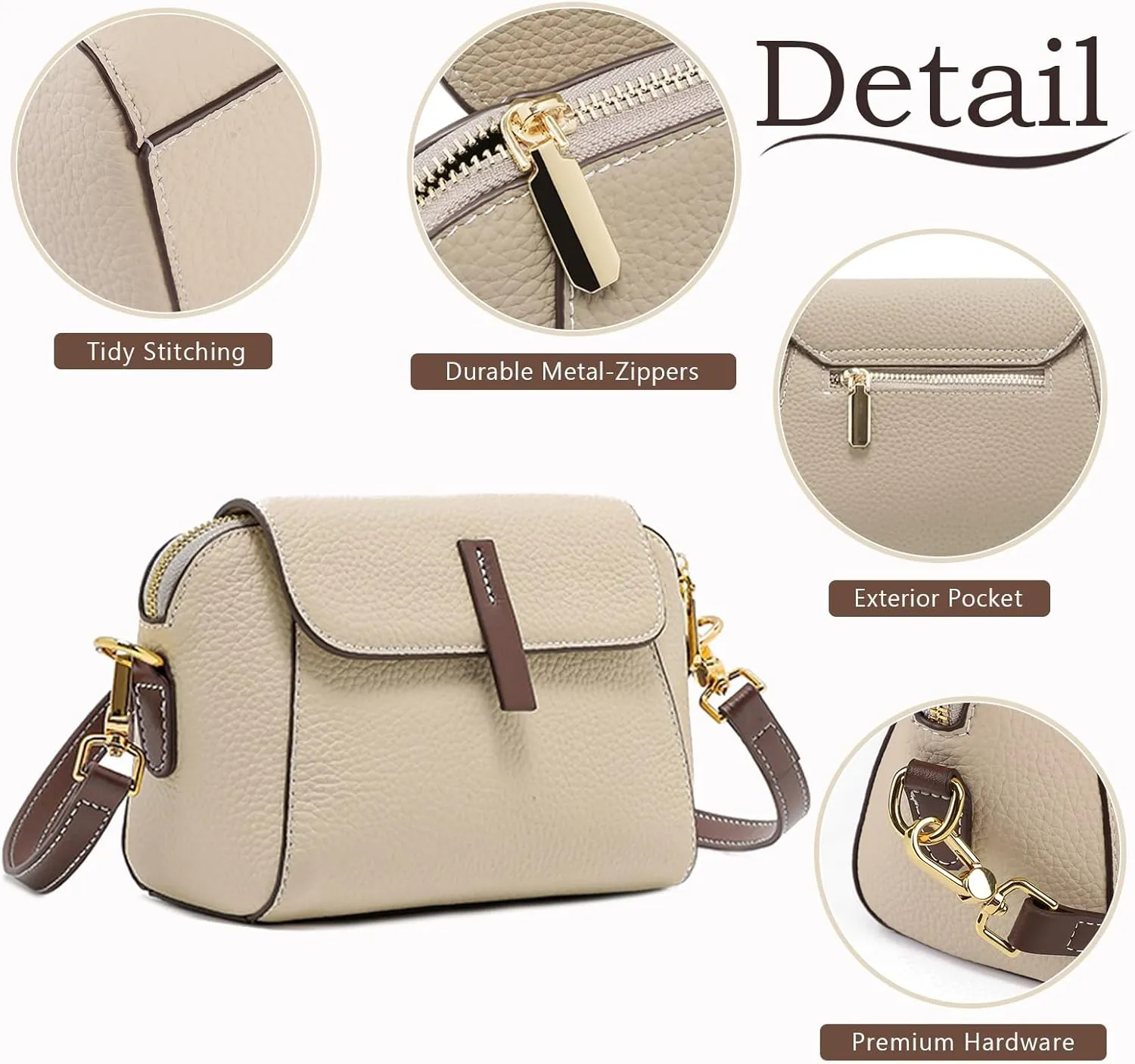 imeetu Vegan Leather Crossbody Bag for Women with Removable Adjustable Strap, Shoulder Purse