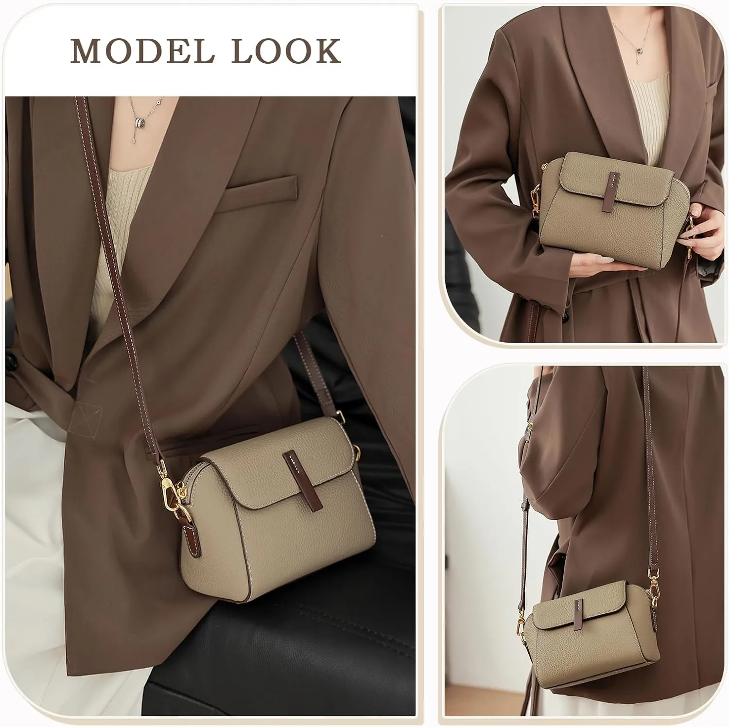 imeetu Vegan Leather Crossbody Bag for Women with Removable Adjustable Strap, Shoulder Purse