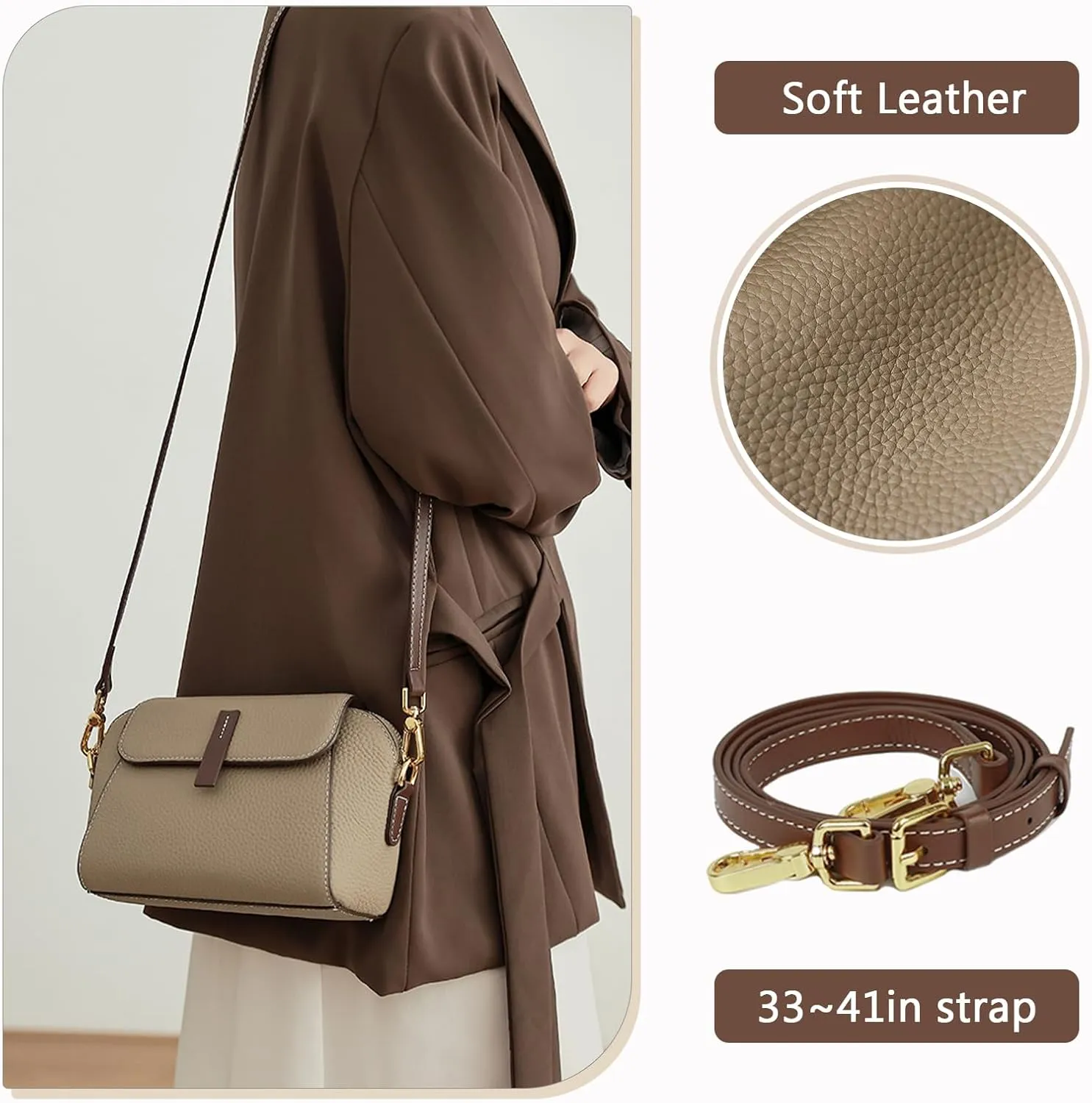 imeetu Vegan Leather Crossbody Bag for Women with Removable Adjustable Strap, Shoulder Purse
