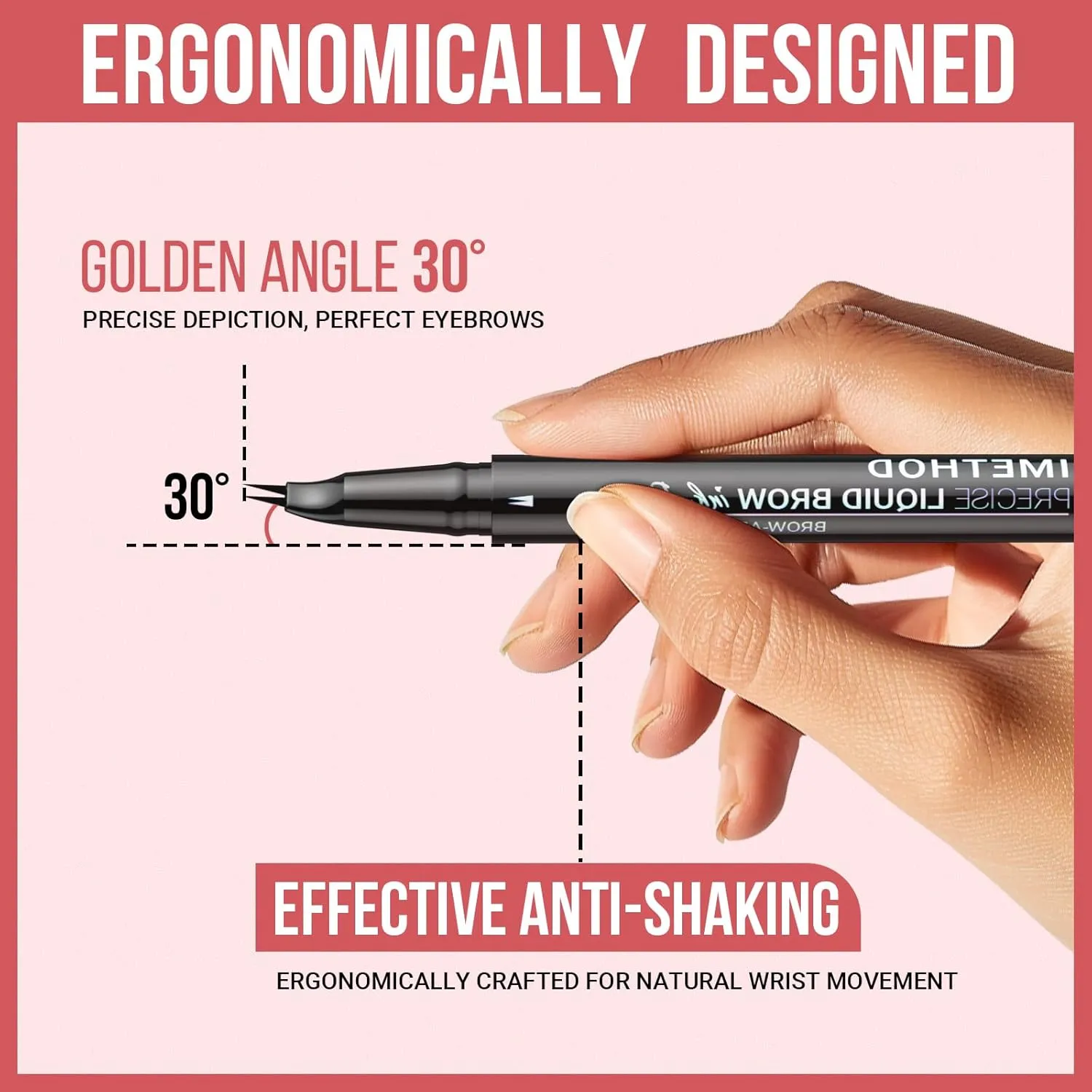 iMethod Curved Eyebrow Pen - Eyebrow Pencil, Brow Pencil 2-in-1 Dual-Ended Microblading Eyebrow Pen with Micro-Fork-Tip and Precise Brush-Tip Create Natural Hair-Like Brows, Last All-Day, Dark Brown