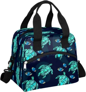 Insulated Lunch Bag for Women Men Teal Turtle Ocean Animal Nautical Floral Lunch Box Reusable Lunch Cooler Bag Large Lunch Tote Bag for Work Picnic Travel School