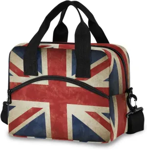 Insulated Lunch Bag for Women Men Vintage Uk England Flag Union Jack Lunch Box Reusable Lunch Cooler Bag Large Lunch Tote Bag for Work Picnic Travel School