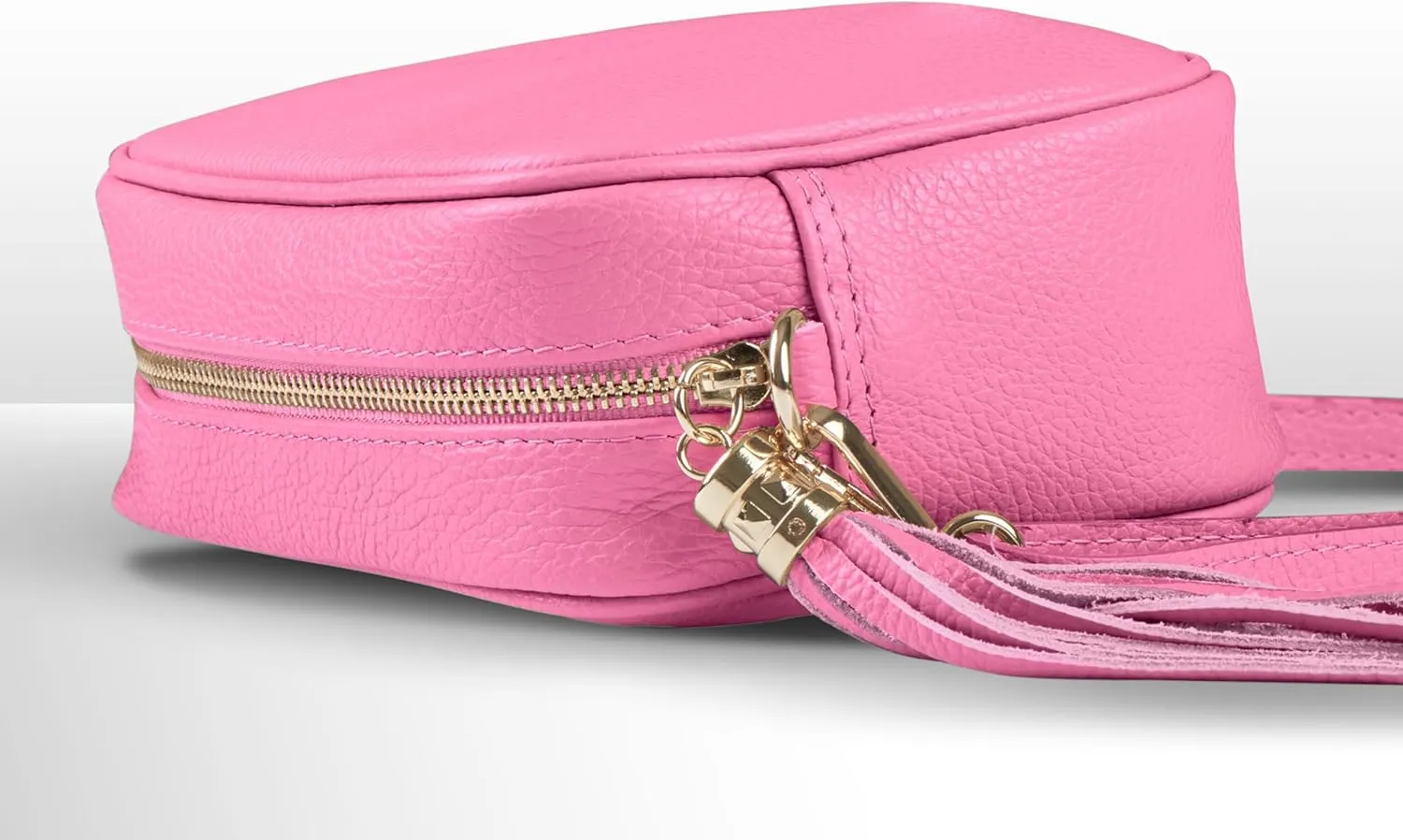 Italian Genuine Calf Leather Crossbody Bag for Women with Zip Strap Tassel | Small Camera Purse Shoulder Handbag Pocketbook