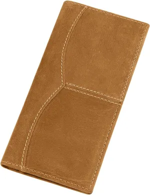 Itslife Men's RFID Vintage Look Genuine Leather Long Bifold Wallet Checkbook Wallets for Men