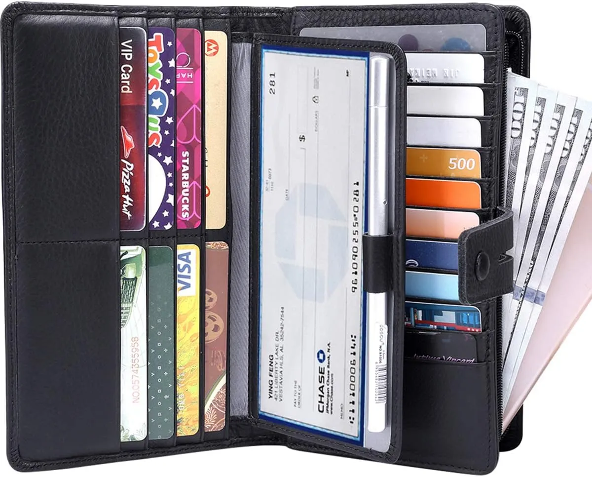 Itslife Womens Wallet,Large Capacity RFID Blocking Leather Wallets Credit Cards Organizer Ladies Wallet with Checkbook Holder