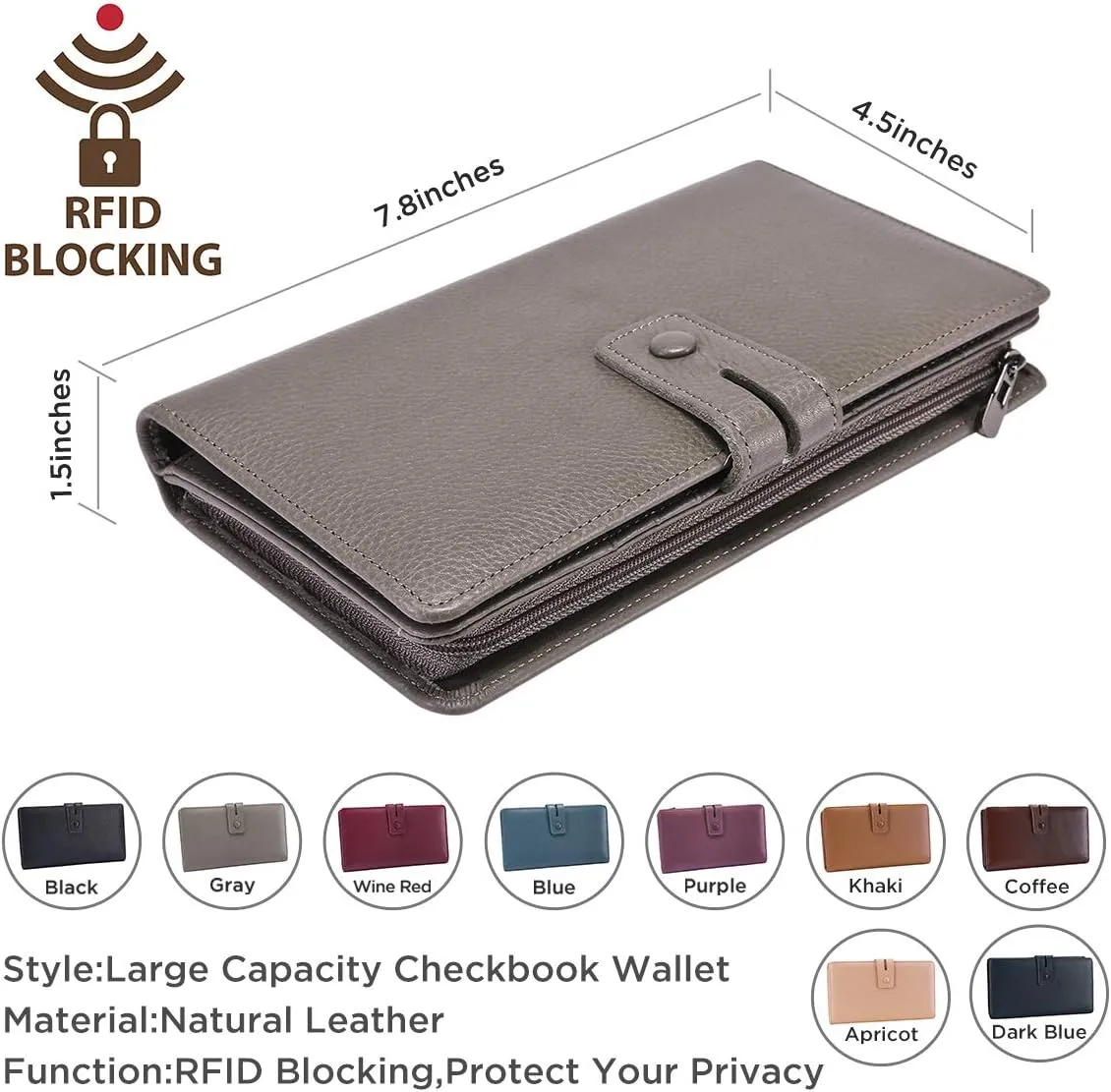 Itslife Womens Wallet,Large Capacity RFID Blocking Leather Wallets Credit Cards Organizer Ladies Wallet with Checkbook Holder
