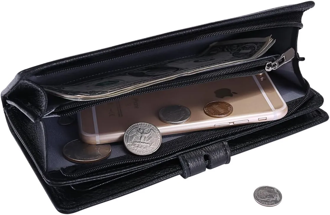 Itslife Womens Wallet,Large Capacity RFID Blocking Leather Wallets Credit Cards Organizer Ladies Wallet with Checkbook Holder