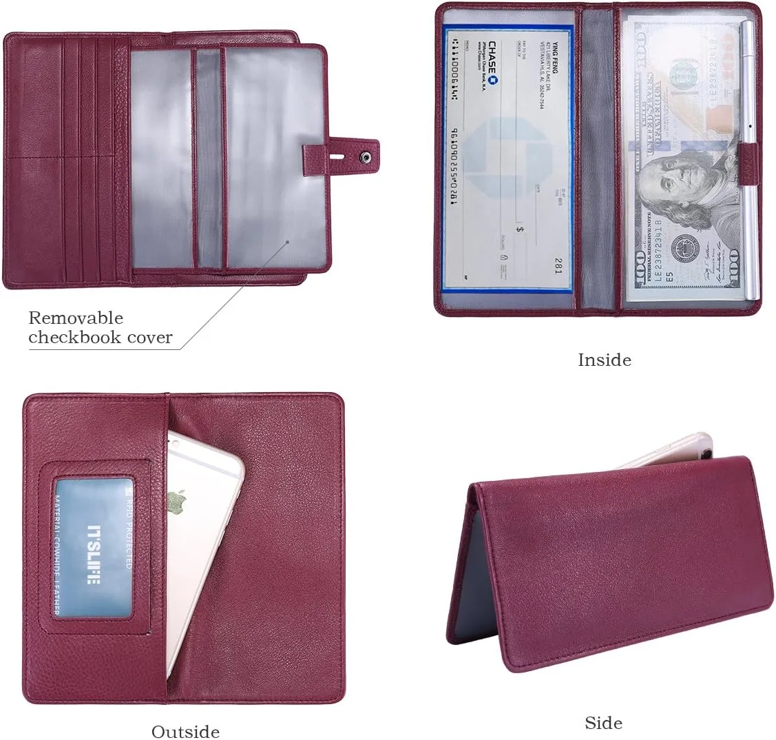 Itslife Womens Wallet,Large Capacity RFID Blocking Leather Wallets Credit Cards Organizer Ladies Wallet with Checkbook Holder