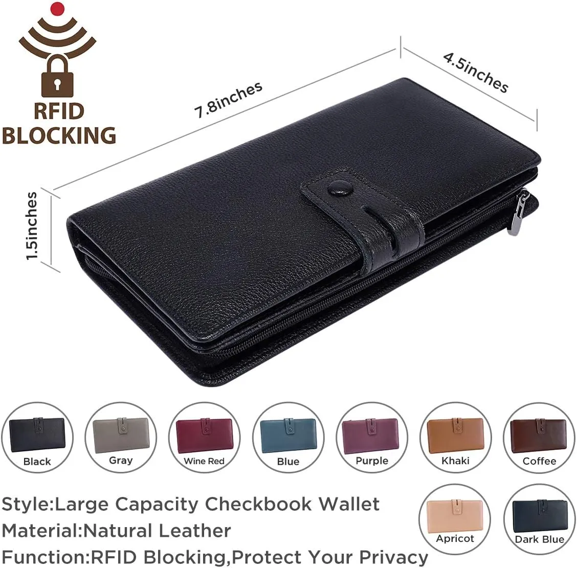 Itslife Womens Wallet,Large Capacity RFID Blocking Leather Wallets Credit Cards Organizer Ladies Wallet with Checkbook Holder