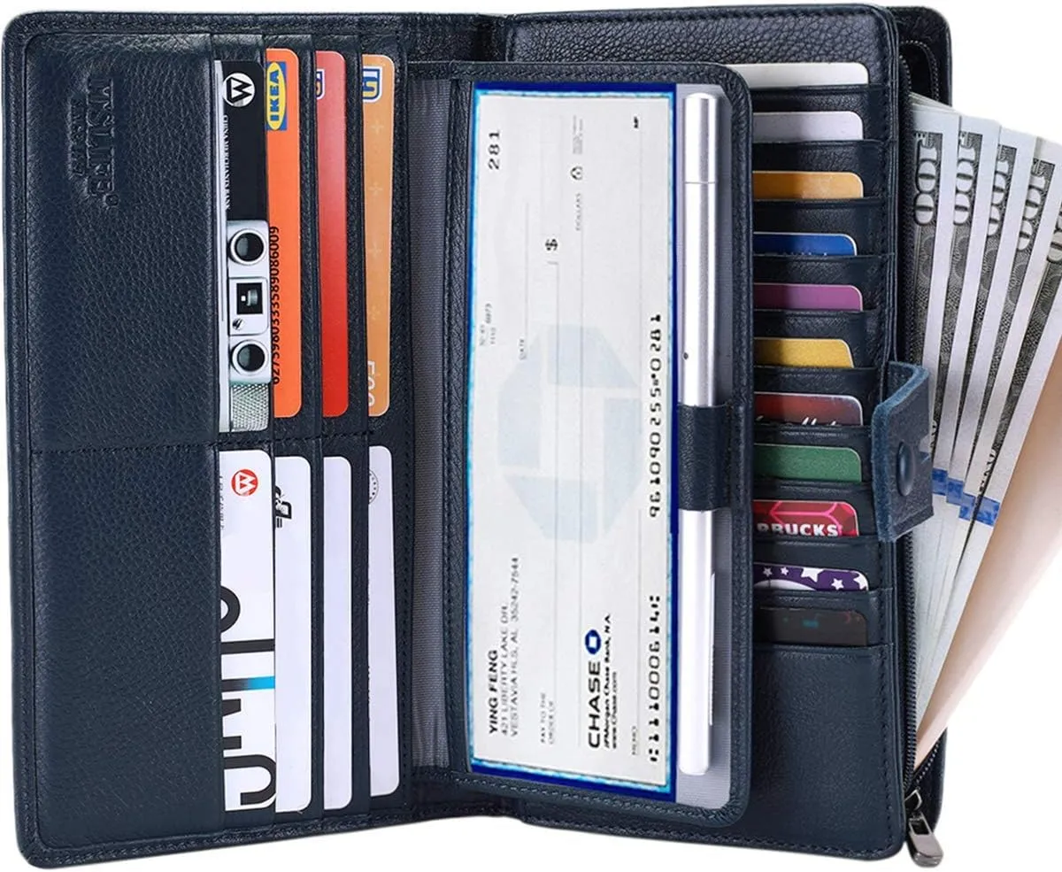 Itslife Womens Wallet,Large Capacity RFID Blocking Leather Wallets Credit Cards Organizer Ladies Wallet with Checkbook Holder