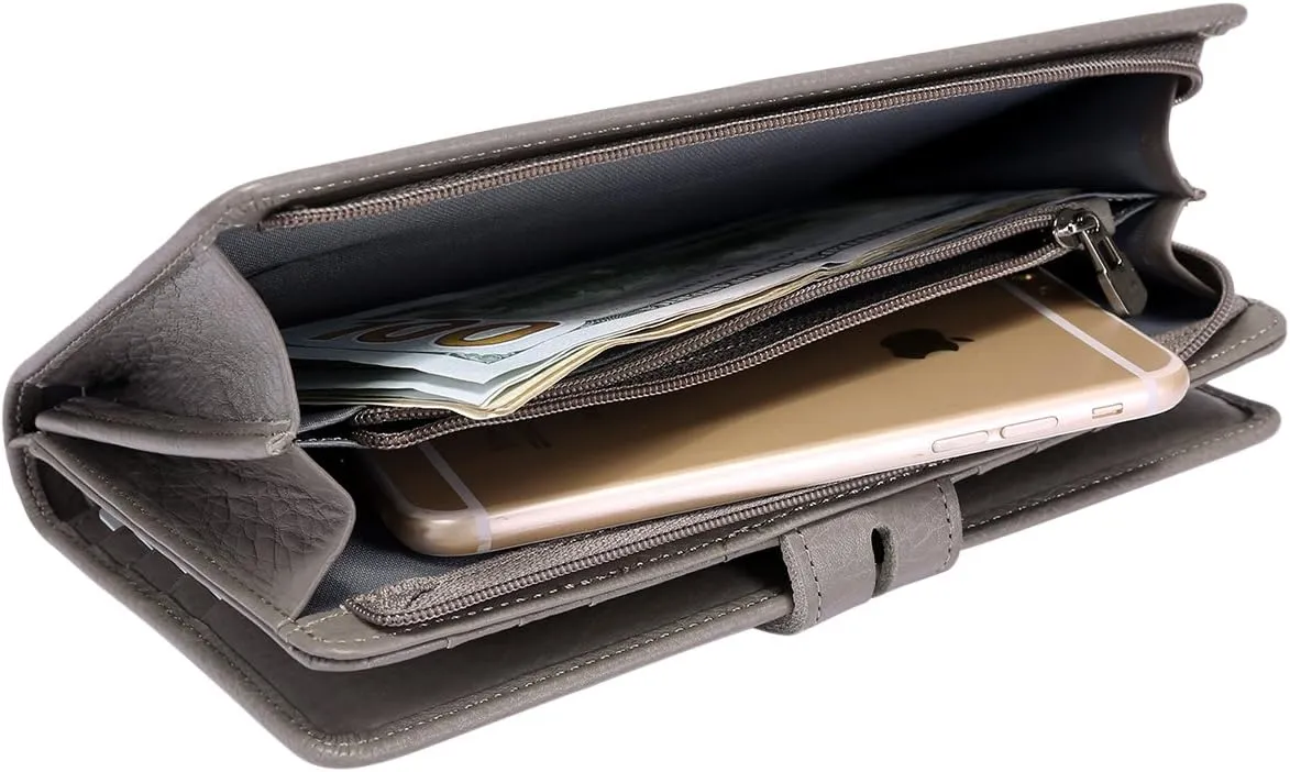 Itslife Womens Wallet,Large Capacity RFID Blocking Leather Wallets Credit Cards Organizer Ladies Wallet with Checkbook Holder