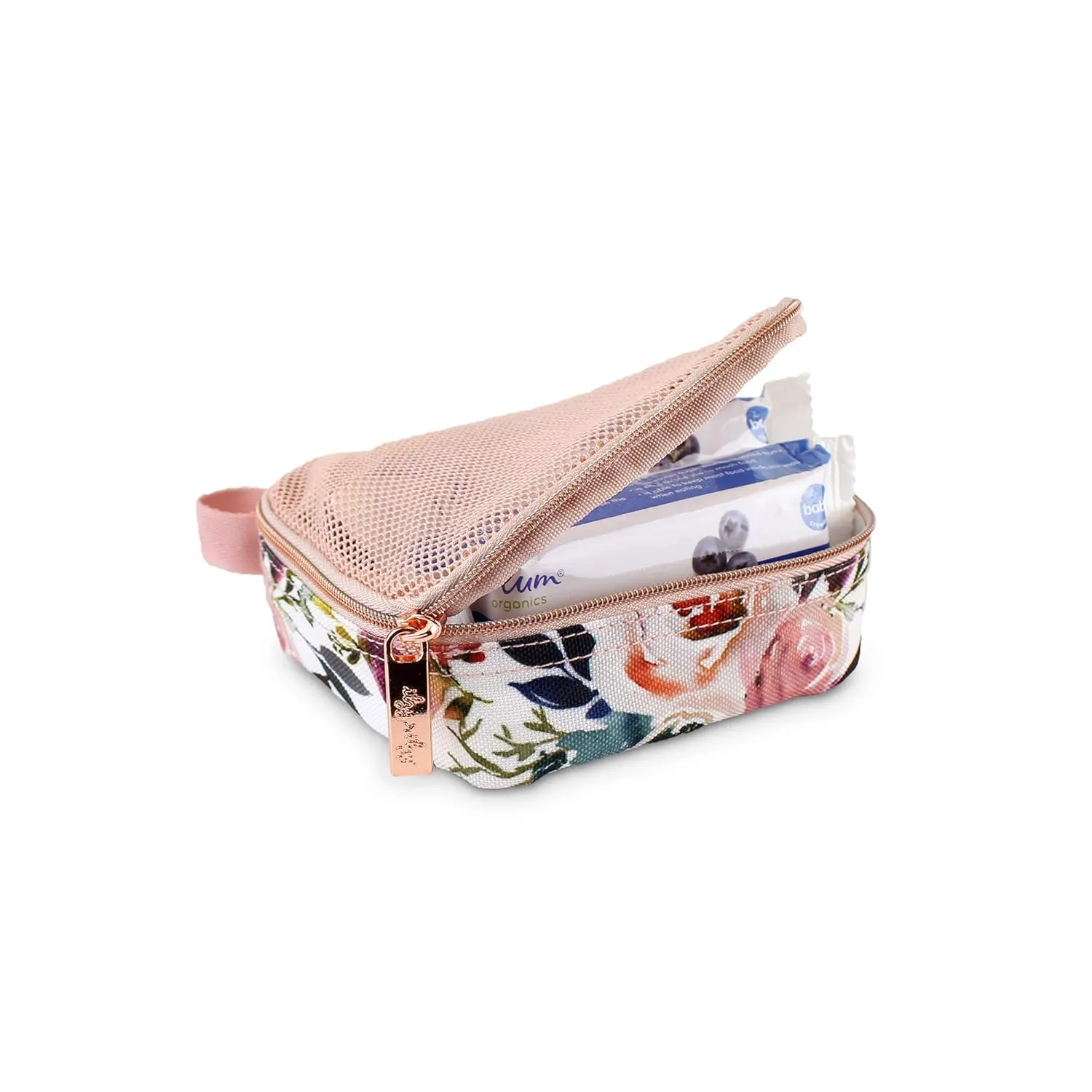 Itzy Ritzy Packing Cubes For Travel – Set of 3 Packing Cubes or Travel Organizers; Each Cube Features a Mesh Top, Double Zippers and a Fabric Handle (Blush Floral)