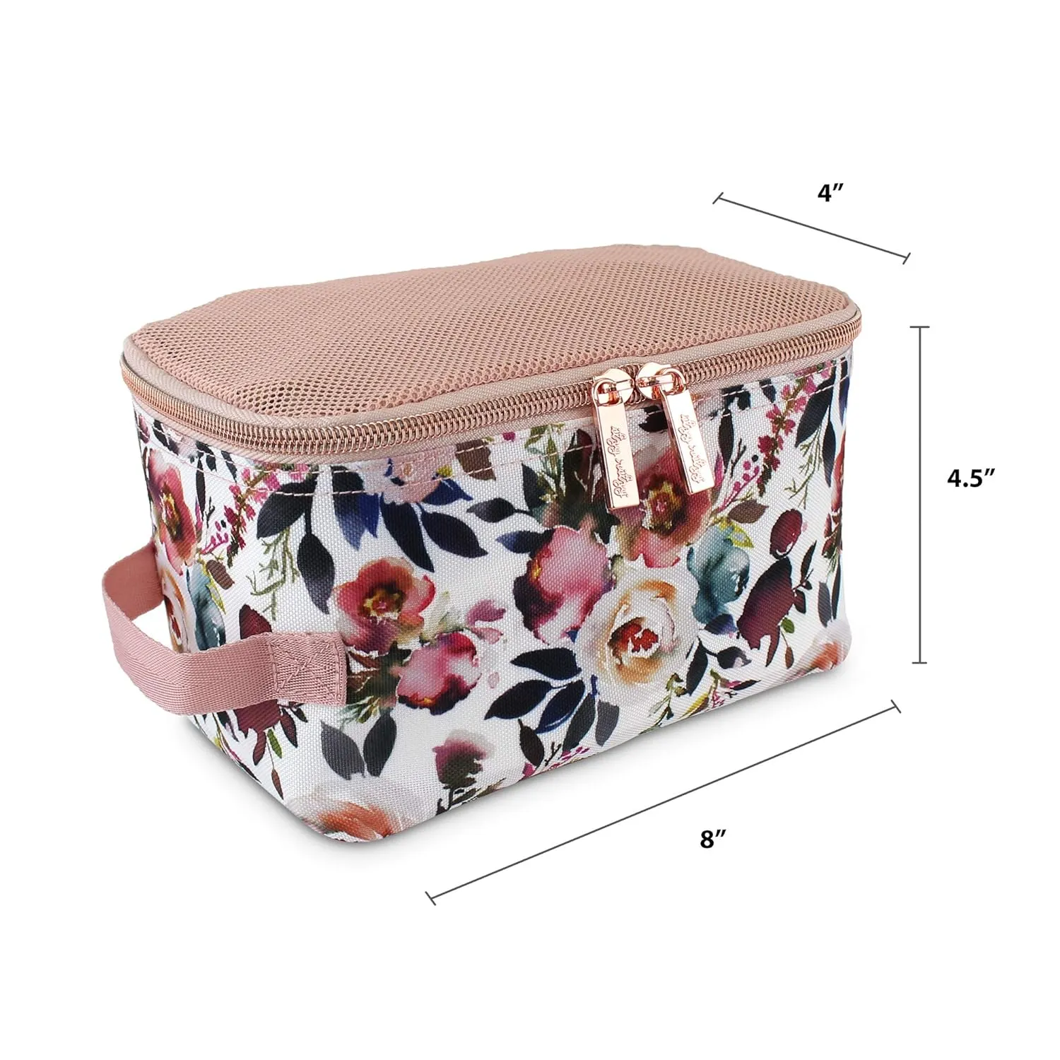 Itzy Ritzy Packing Cubes For Travel – Set of 3 Packing Cubes or Travel Organizers; Each Cube Features a Mesh Top, Double Zippers and a Fabric Handle (Blush Floral)