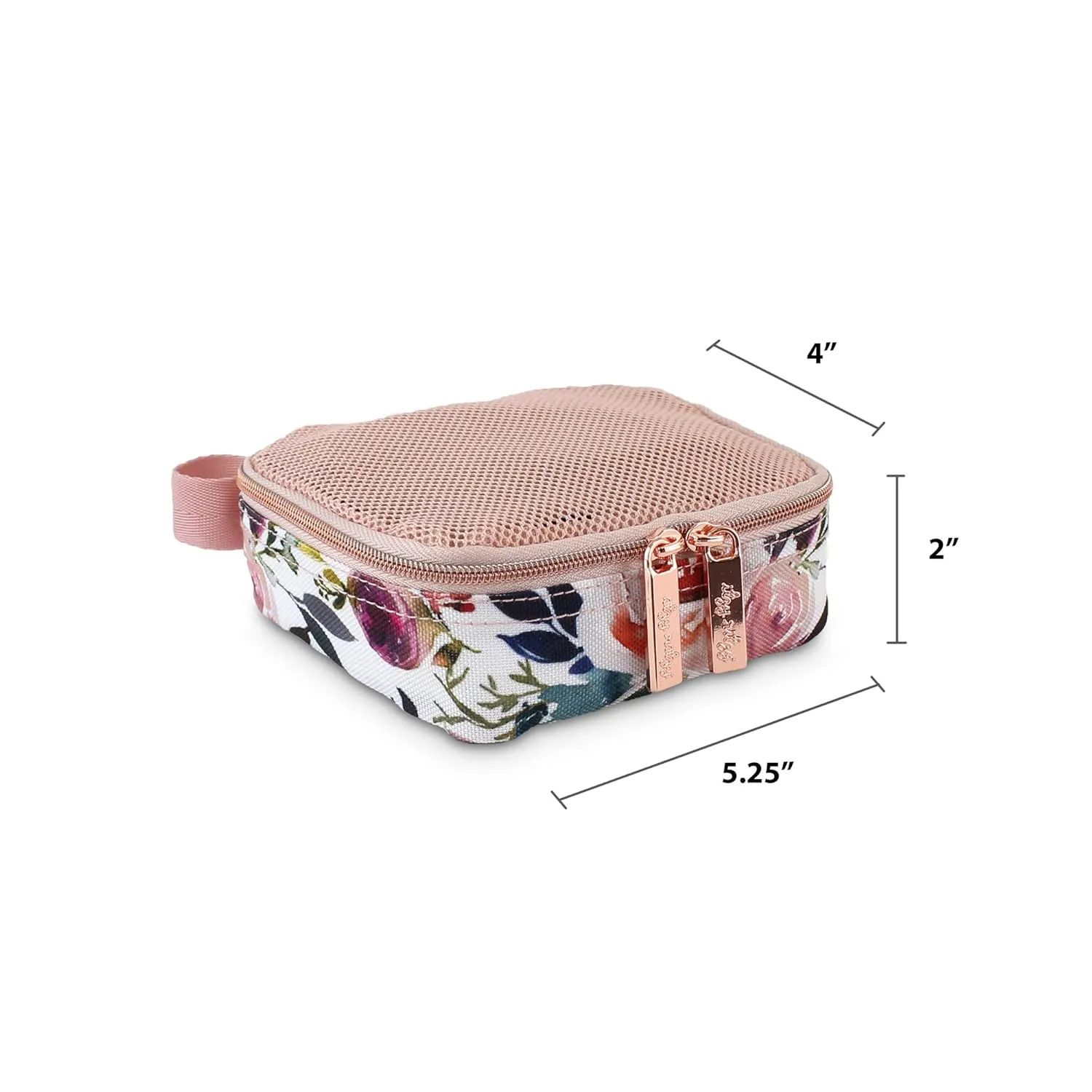 Itzy Ritzy Packing Cubes For Travel – Set of 3 Packing Cubes or Travel Organizers; Each Cube Features a Mesh Top, Double Zippers and a Fabric Handle (Blush Floral)
