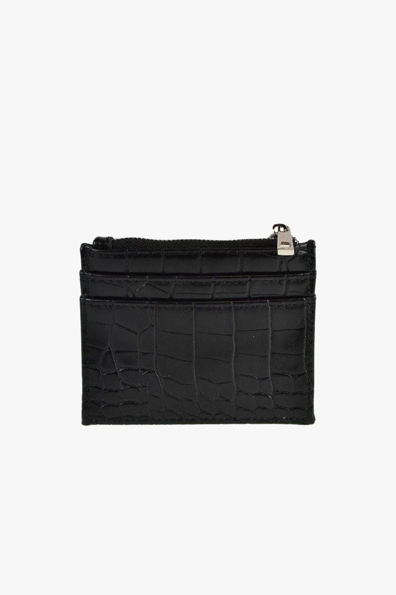 Ivy Black Croc Vegan Leather Card Holder