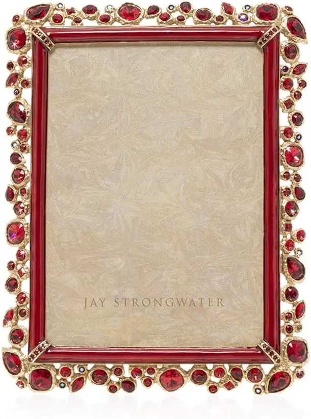 Jay Strongwater Leslie Bejeweled 5" x 7" Photo Frame - Red