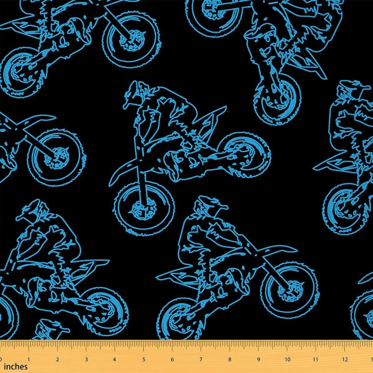 jejeloiu Dirt Bike Outdoor Fabric by The Yard, Extreme Sports Upholstery Fabric for Chairs, Racing Motocross Rider Decorative Fabric for Home DIY Projects, 1 Yard, Blue