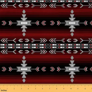 jejeloiu Kids Southwestern Fabric by The Yard 5 Yards Geometric Upholstery Fabric for Chairs Decor Tribal Decorative Waterproof Outdoor Fabric Native American Design Red Black Outdoor Fabric