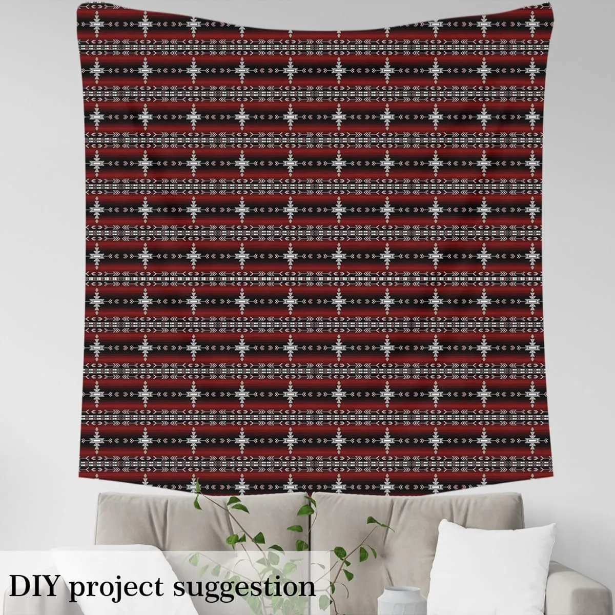 jejeloiu Kids Southwestern Fabric by The Yard 5 Yards Geometric Upholstery Fabric for Chairs Decor Tribal Decorative Waterproof Outdoor Fabric Native American Design Red Black Outdoor Fabric