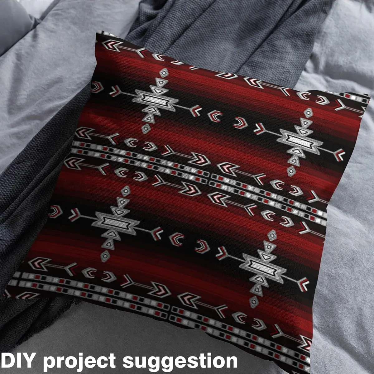 jejeloiu Kids Southwestern Fabric by The Yard 5 Yards Geometric Upholstery Fabric for Chairs Decor Tribal Decorative Waterproof Outdoor Fabric Native American Design Red Black Outdoor Fabric