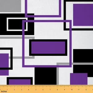 jejeloiu Purple Black Fabric by The Yard Geometric Modern Upholstery Fabric for Chairs, Block Geometry Decorative Waterproof Outdoor Fabric, 5 Yards