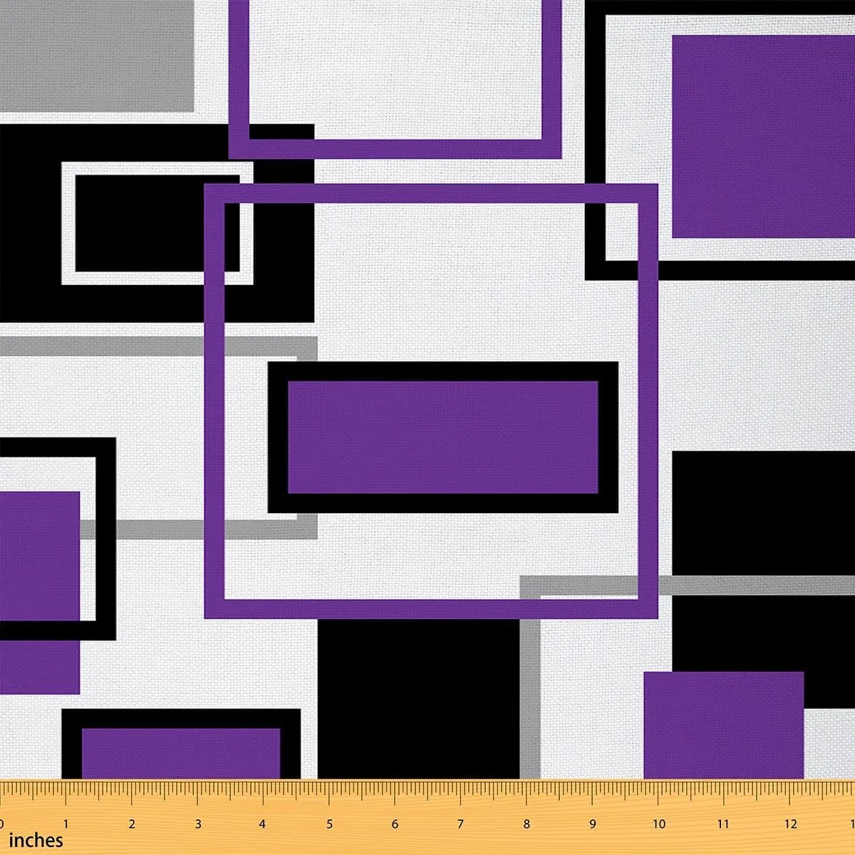 jejeloiu Purple Black Fabric by The Yard Geometric Modern Upholstery Fabric for Chairs, Block Geometry Decorative Waterproof Outdoor Fabric, 5 Yards
