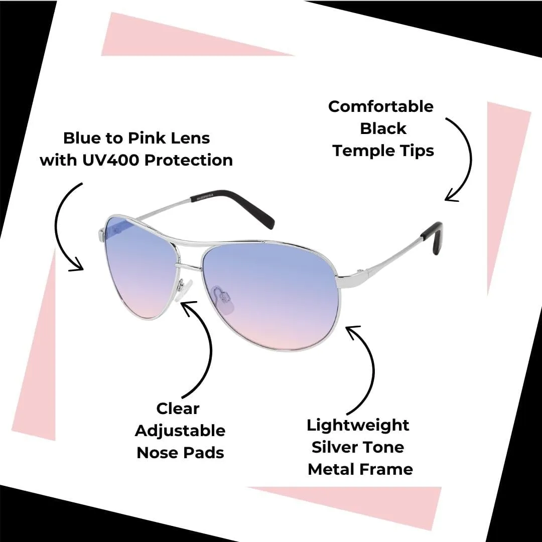 Jessica Simpson Women's J106 Iconic Metal Aviator Pilot Sunglasses with UV400 Protection