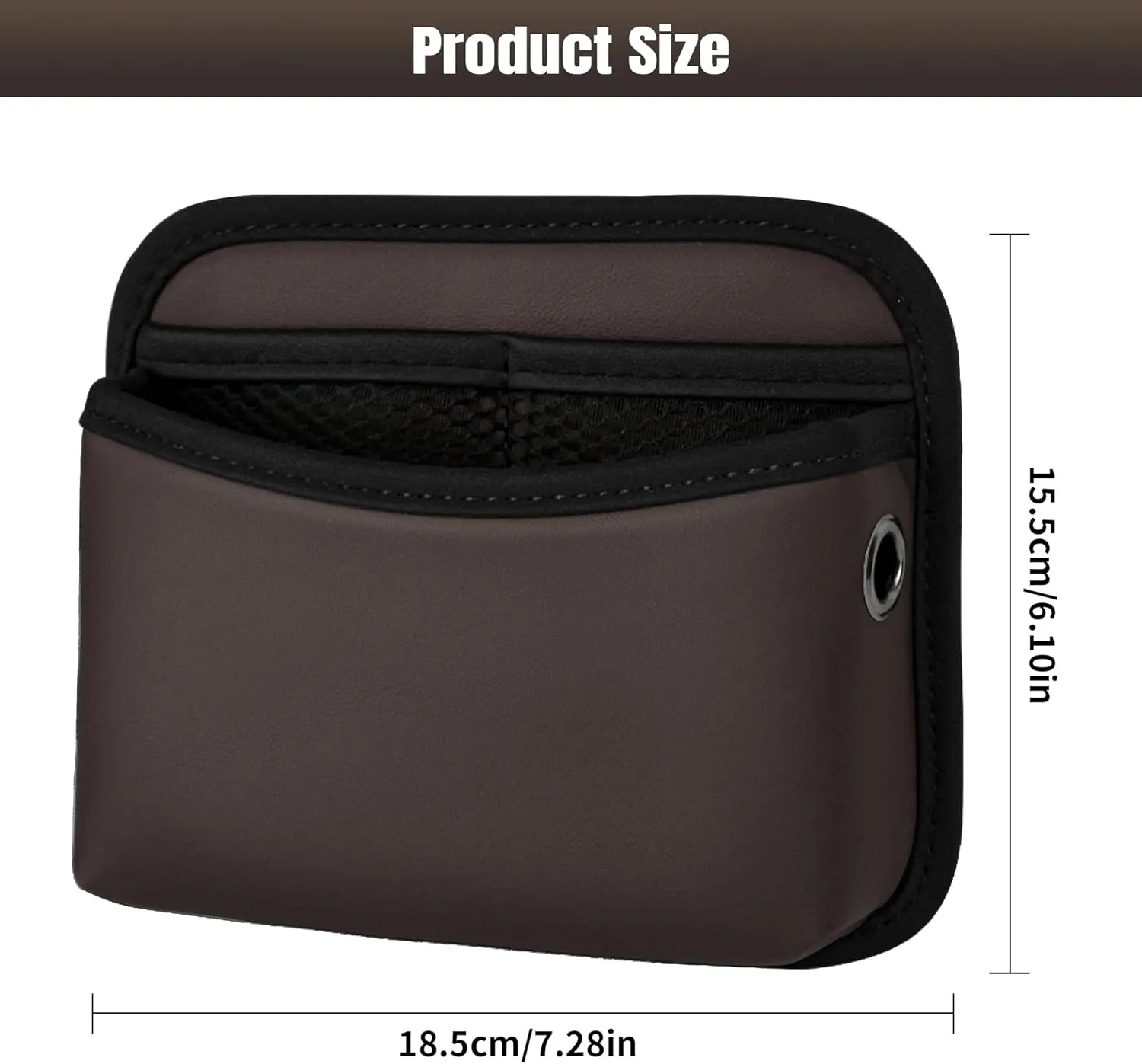 JEYODA Car Seat Side Storage Pocket, Small Organizer,PU Leather Multifunctional Console Side Organizer Bag for Phone, keys, sunglass,wallet,ect (Brown)