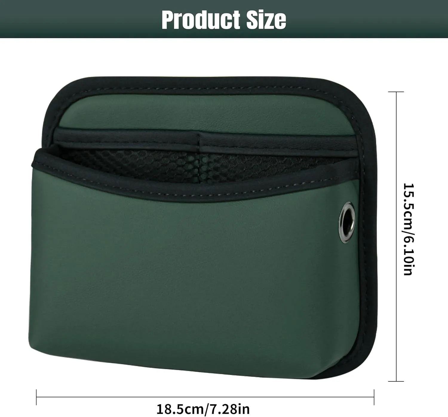 JEYODA Car Seat Side Storage Pocket, Small Organizer,PU Leather Multifunctional Console Side Organizer Bag for Phone, keys, sunglass,wallet,ect (Green)