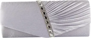 JIAN YA NA Womens Pleated Crystal-Studded Satin Handbag Evening Clutch Bags for Party Wedding Prom Cocktail