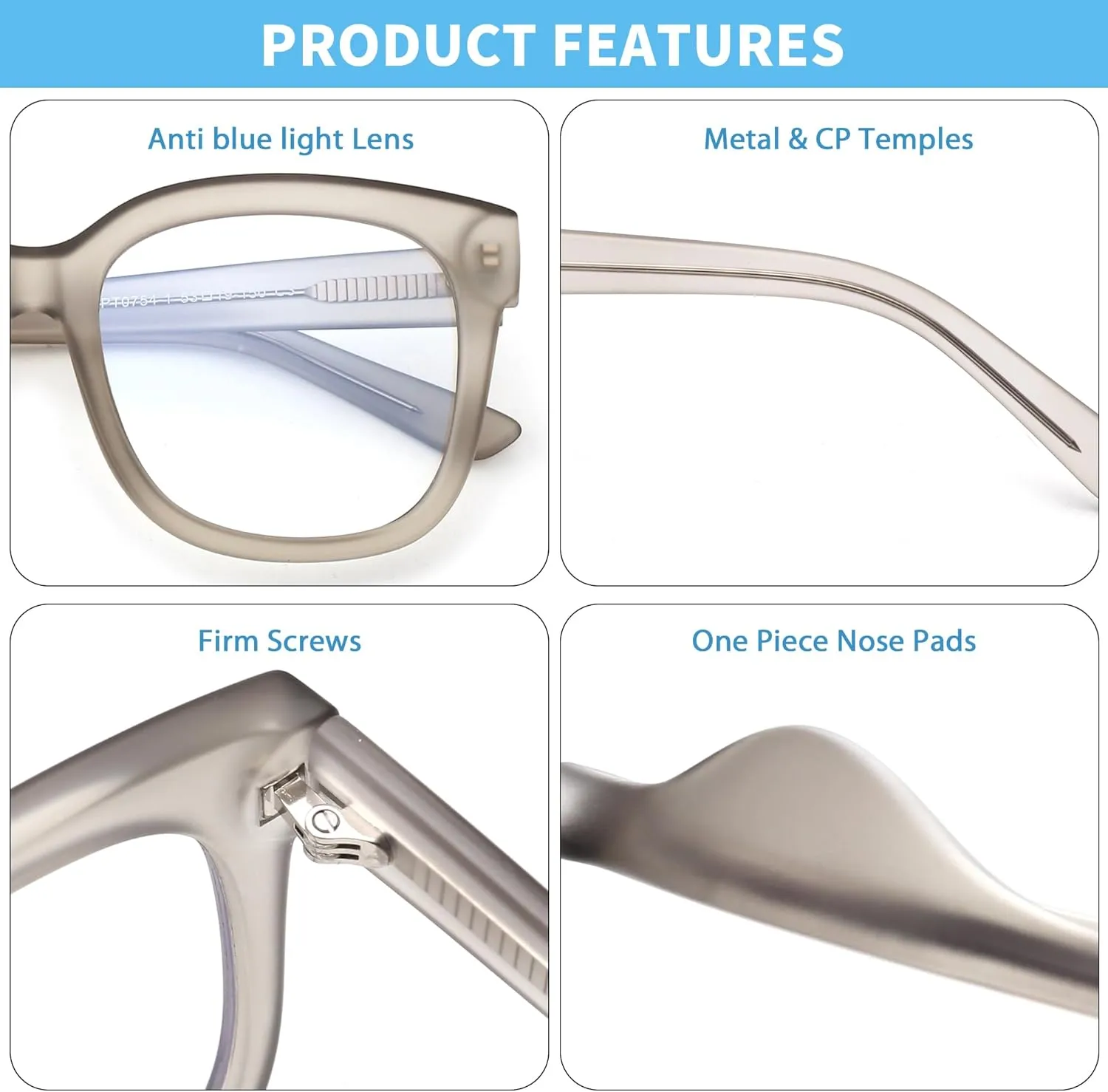JIM HALO Oversized Blue Light Glasses for Women Square Chunky Bluelight Computer Glasses Reduce Eye Strain