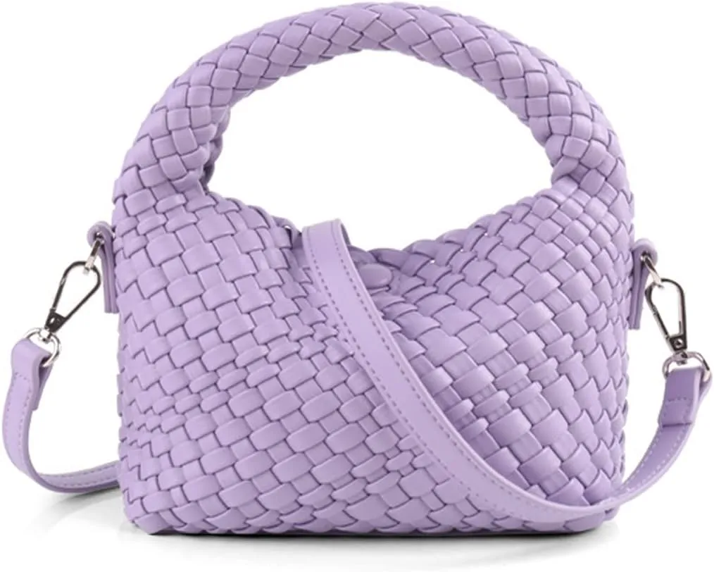 JINMANXUE Small Hand Woven Handbags for Women Shoulder Crossbody Bag Purses Cassual Top Handle Bags Hobo Curved Tote Bag