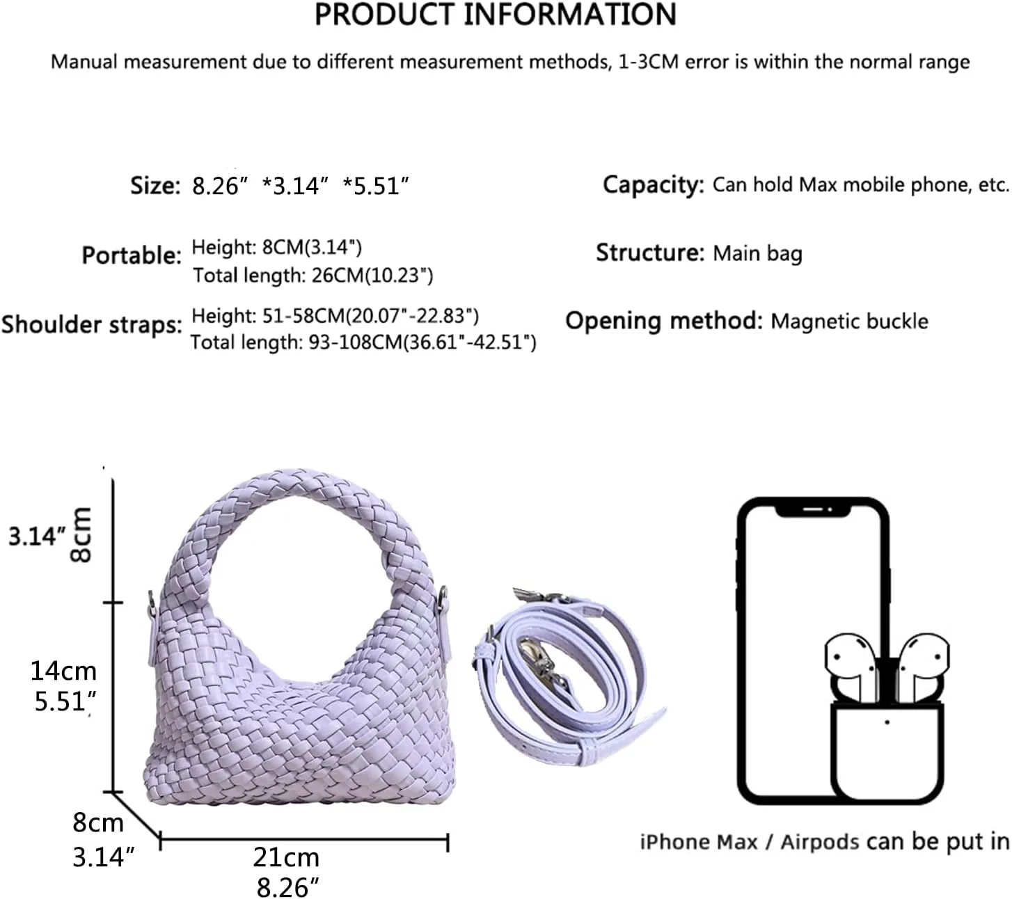 JINMANXUE Small Hand Woven Handbags for Women Shoulder Crossbody Bag Purses Cassual Top Handle Bags Hobo Curved Tote Bag