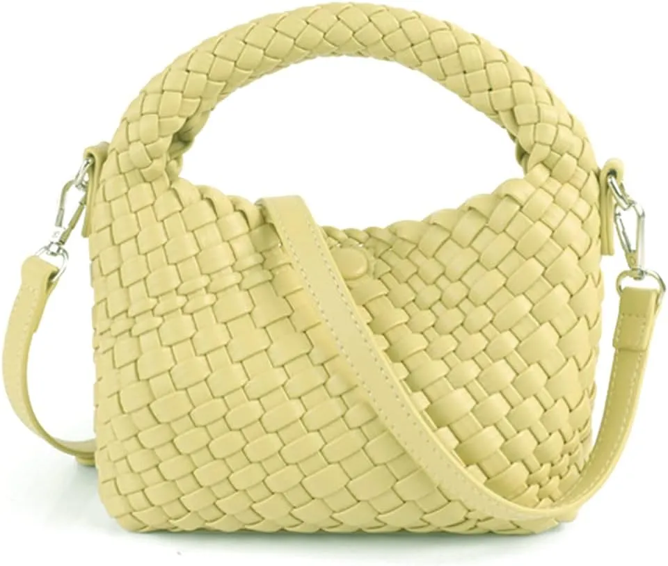 JINMANXUE Small Hand Woven Handbags for Women Shoulder Crossbody Bag Purses Cassual Top Handle Bags Hobo Curved Tote Bag
