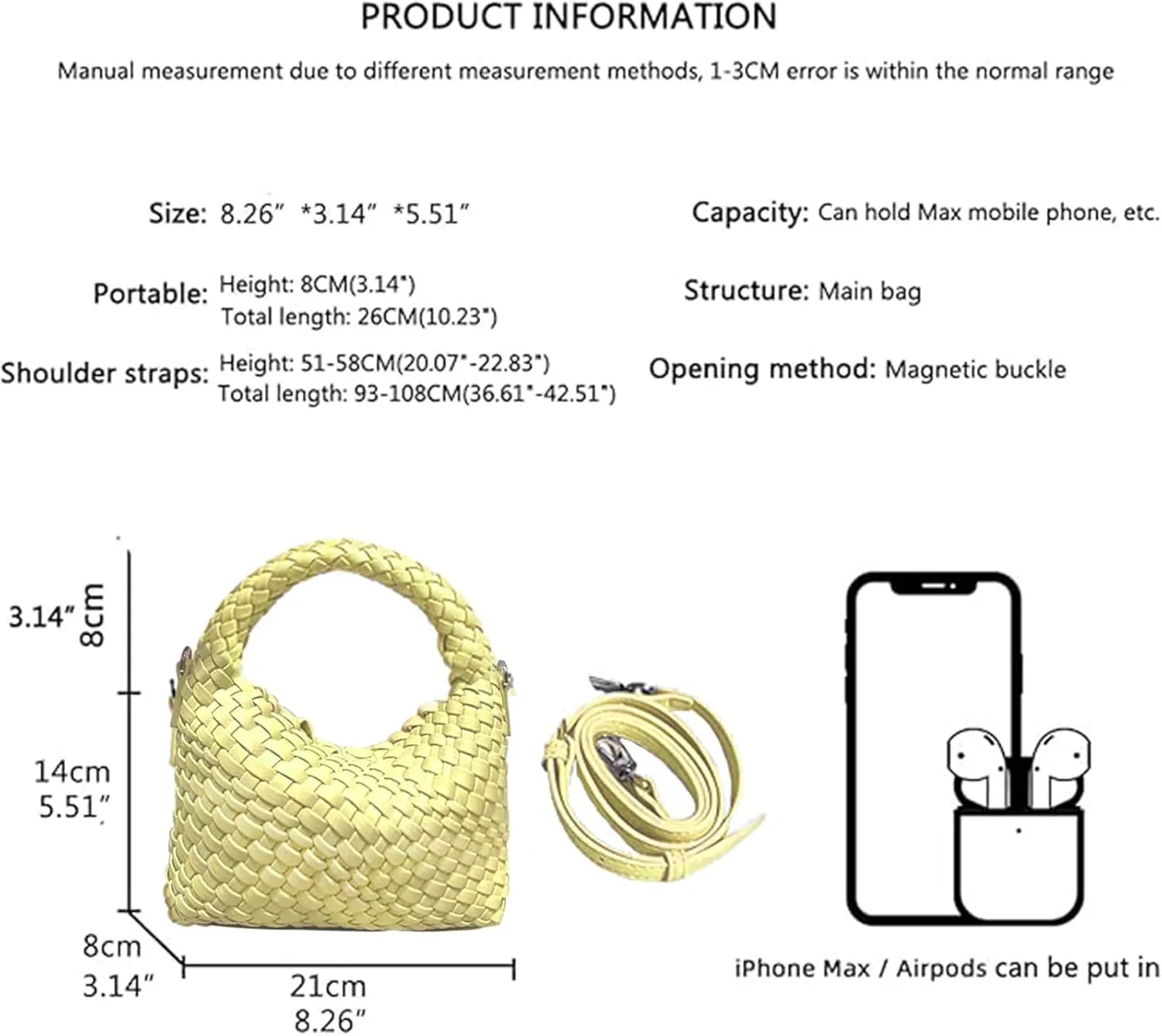 JINMANXUE Small Hand Woven Handbags for Women Shoulder Crossbody Bag Purses Cassual Top Handle Bags Hobo Curved Tote Bag