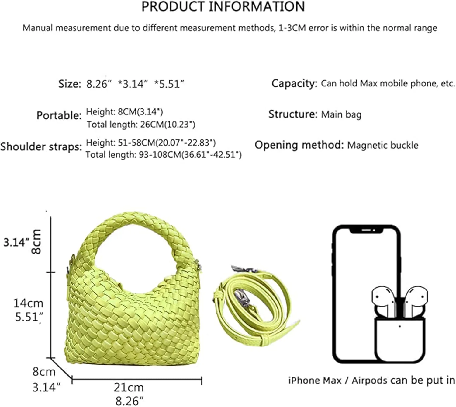 JINMANXUE Small Hand Woven Handbags for Women Shoulder Crossbody Bag Purses Cassual Top Handle Bags Hobo Curved Tote Bag