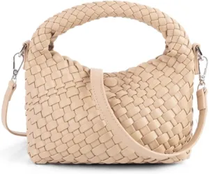 JINMANXUE Small Hand Woven Handbags for Women Shoulder Crossbody Bag Purses Cassual Top Handle Bags Hobo Curved Tote Bag