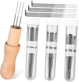 jojofuny 1 Set DIY Felting Wool Needles with Ergonomic Wooden Handle Assorted Needles for Crafting Bottle for Various Felting Projects and Creative Crafts