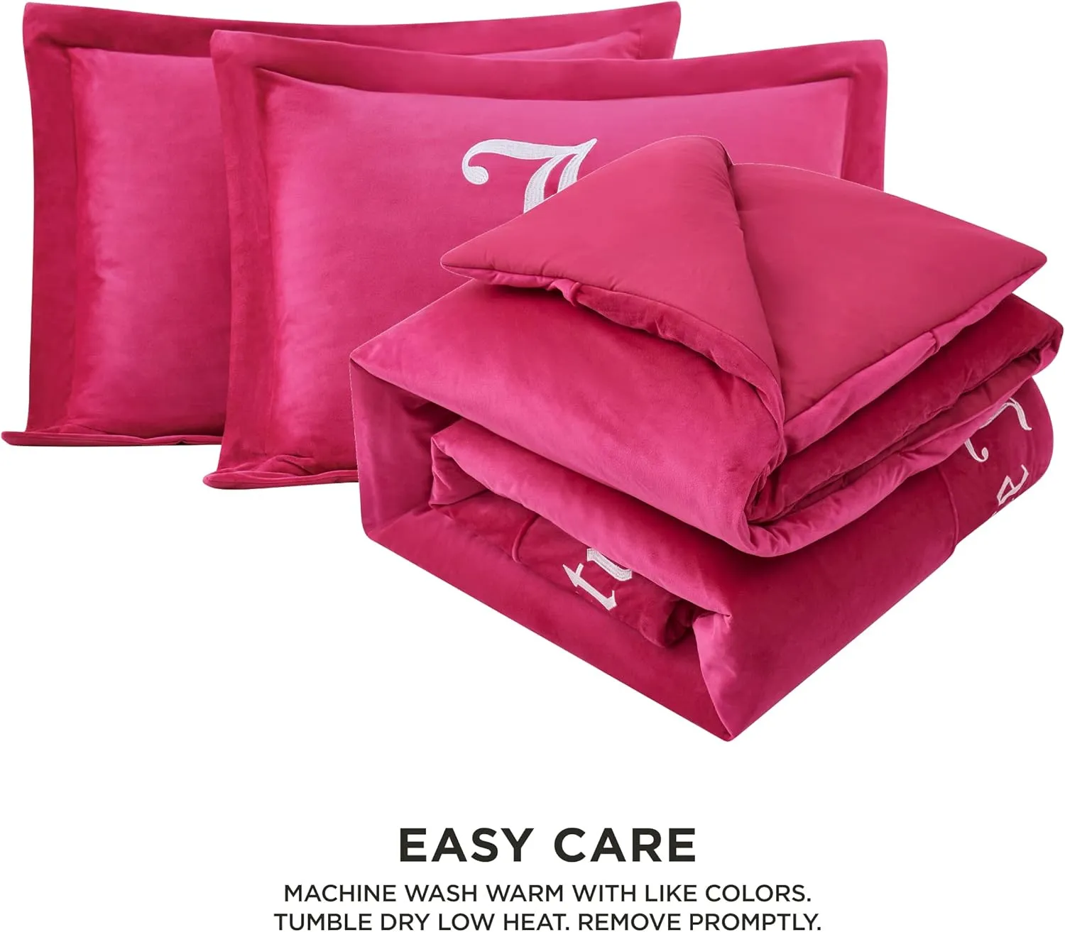 Juicy Couture - Comforter Set - Gothic Design Bedding - Queen - 3 Piece Set Includes (1) 90" x 92" Comforter and (2) 20" x 26" Shams - Wrinkle Resistant - Premium Bedroom Decor - Hot Pink