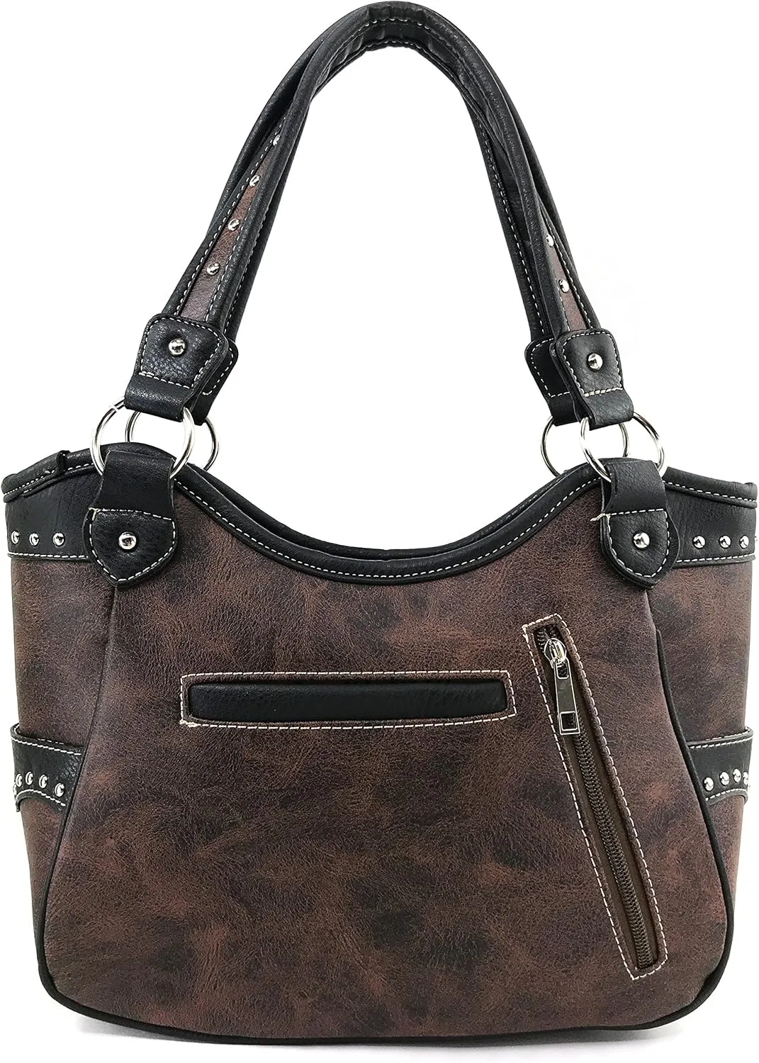 Justin West Autumn Fringe Cut Concho Rhinestone Concealed Carry Handbag Purse Matching Wallet