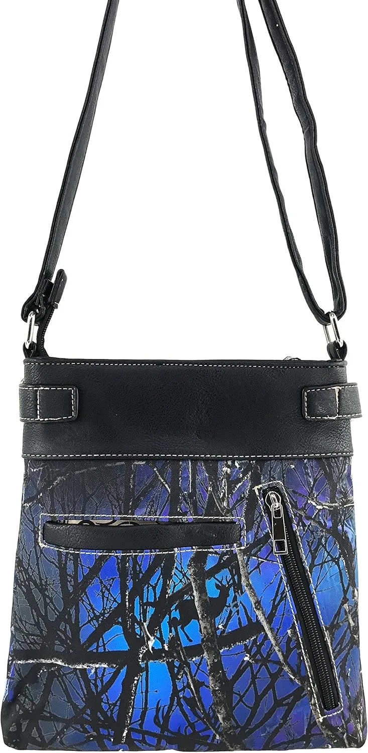 Justin West Camouflage Tree Branches Bling Rhinestone Cross Wings Handbag Purse Messenger Bags and Wallets