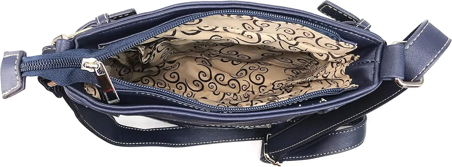 Justin West Camouflage Tree Branches Bling Rhinestone Cross Wings Handbag Purse Messenger Bags and Wallets