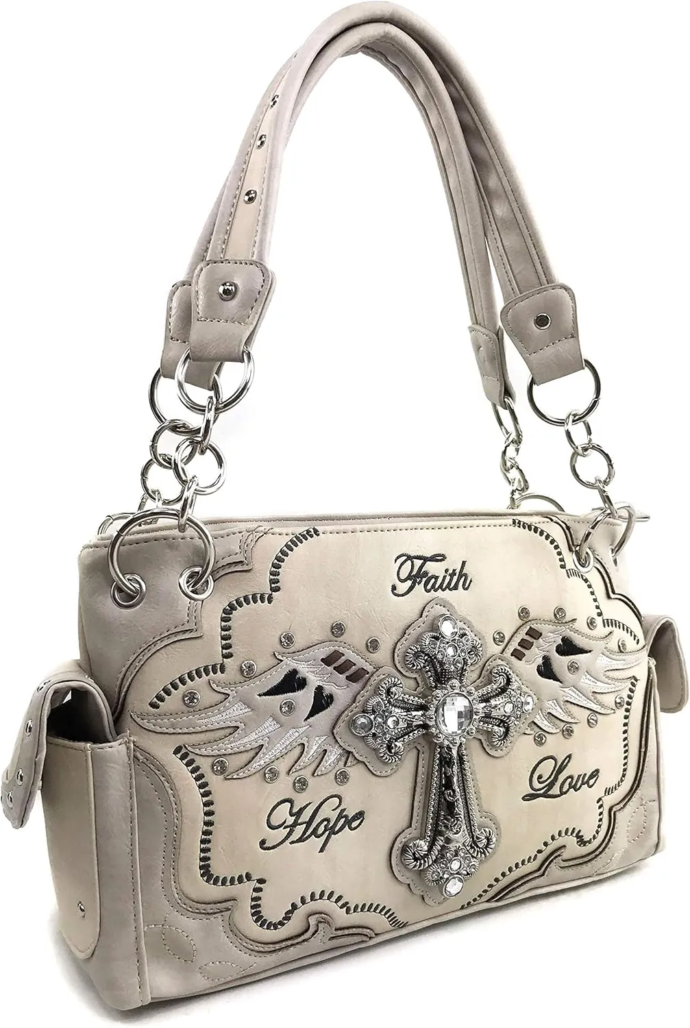 Justin West Cross Angel Wings Concealed Carry Handbag Purse Crossbody Messenger Bag and Wallet