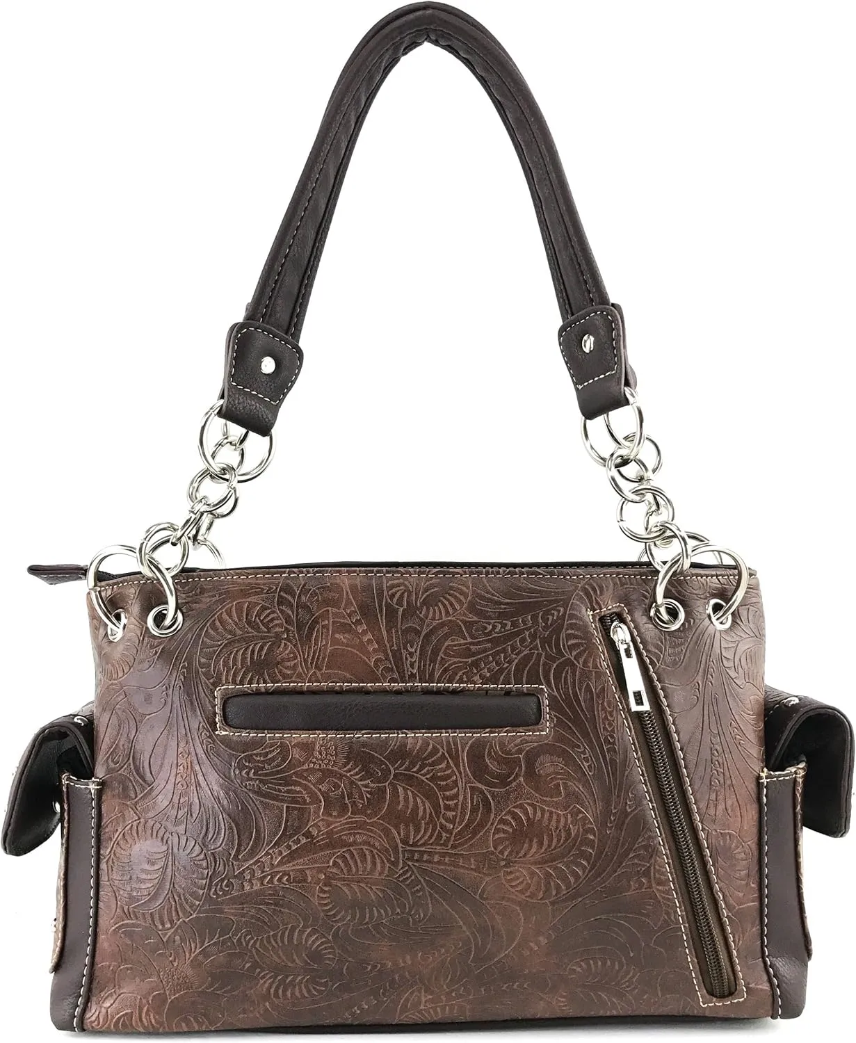 Justin West Rhinestone Concho Western Laser Cut Tooled Wristlet Wallet Shoulder Handbag Purse