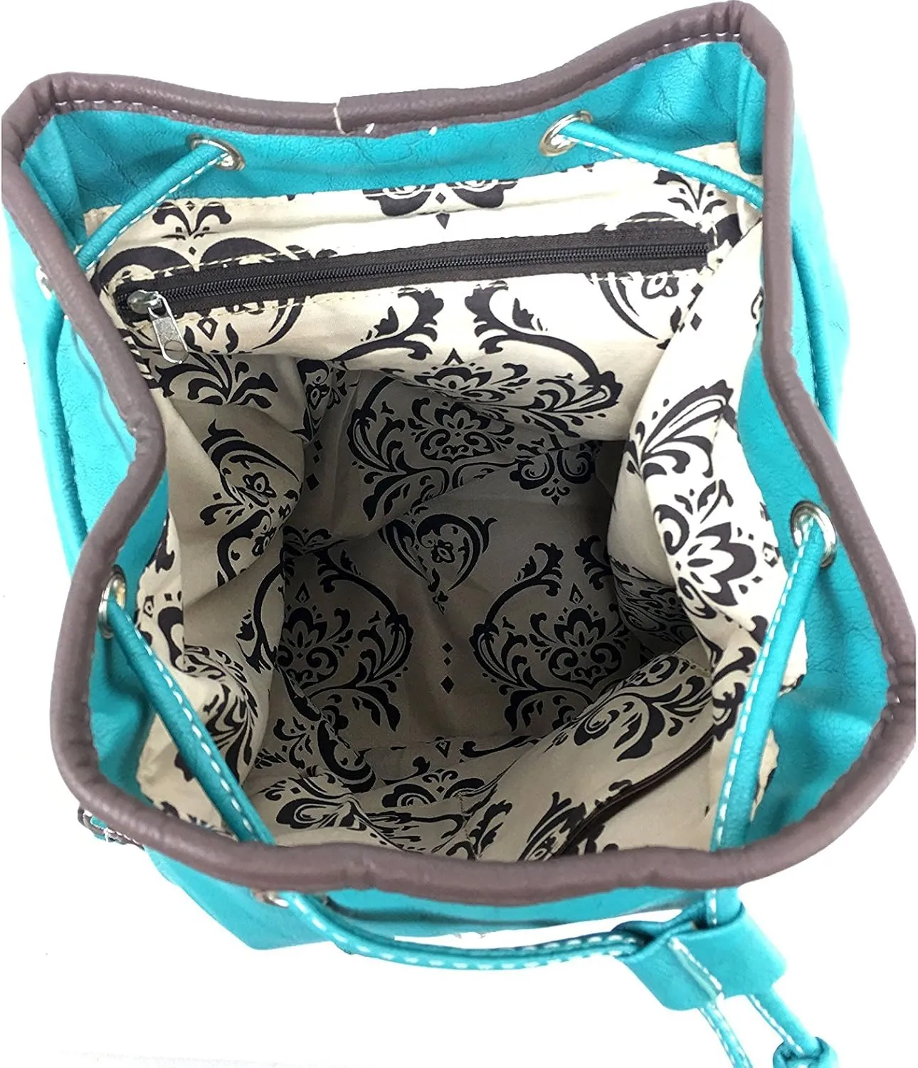 Justin West Trendy Western Rhinestone Leather Conceal Carry Top Handle Backpack Purse