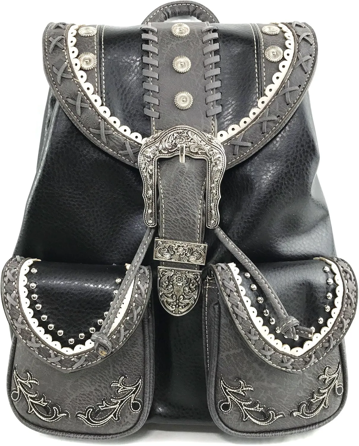 Justin West Trendy Western Rhinestone Leather Conceal Carry Top Handle Backpack Purse