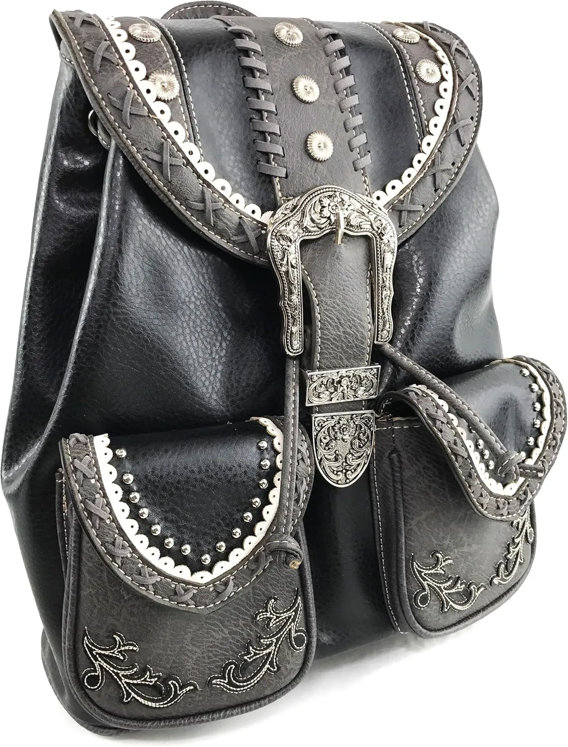 Justin West Trendy Western Rhinestone Leather Conceal Carry Top Handle Backpack Purse
